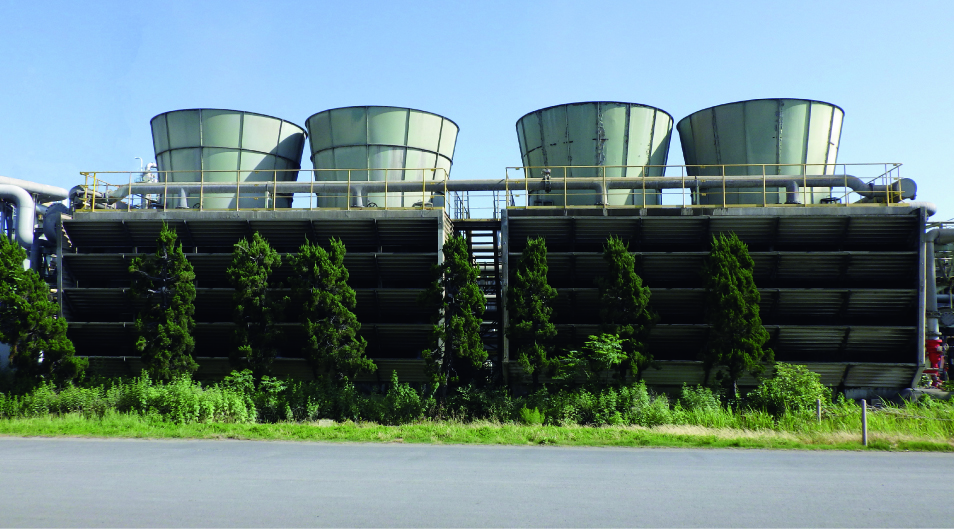 冷却水のリサイクル設備（冷水塔）